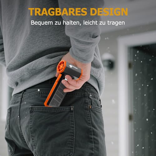 Elektrische Staubgebläse 150000RPM, 4-Gang Druckluft Compressed Air Duster mit 6000mAh Akku, Mini Gebläse Akku Reinigungsset für PC, Tastatur, Haus, Outdoor und Auto (Orange)