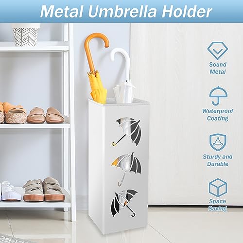 Porte-parapluie multifonction en métal blanc pour hôtel et bureau - 3
