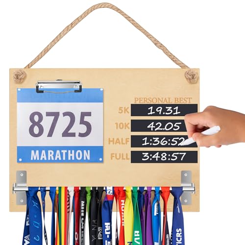 Threehoney Wooden Medal Hanger Display Running Medal Holder Wall Hanger