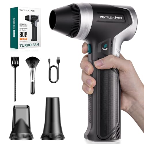VANTRUE POWER T800 Elettrico Rimuovi Polvere Aria Compressa Senza Fili, Soffiatore Aria Compressa,Regolazione a 3 Velocità per Tastiera, Auto, Esterno