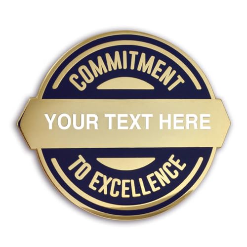 Image of PinMart Commitment to Excellence Engravable Award Pin - Employee of the Month Recognition | Gold Cloisonne Lapel Pin | Personalized Corporate Award