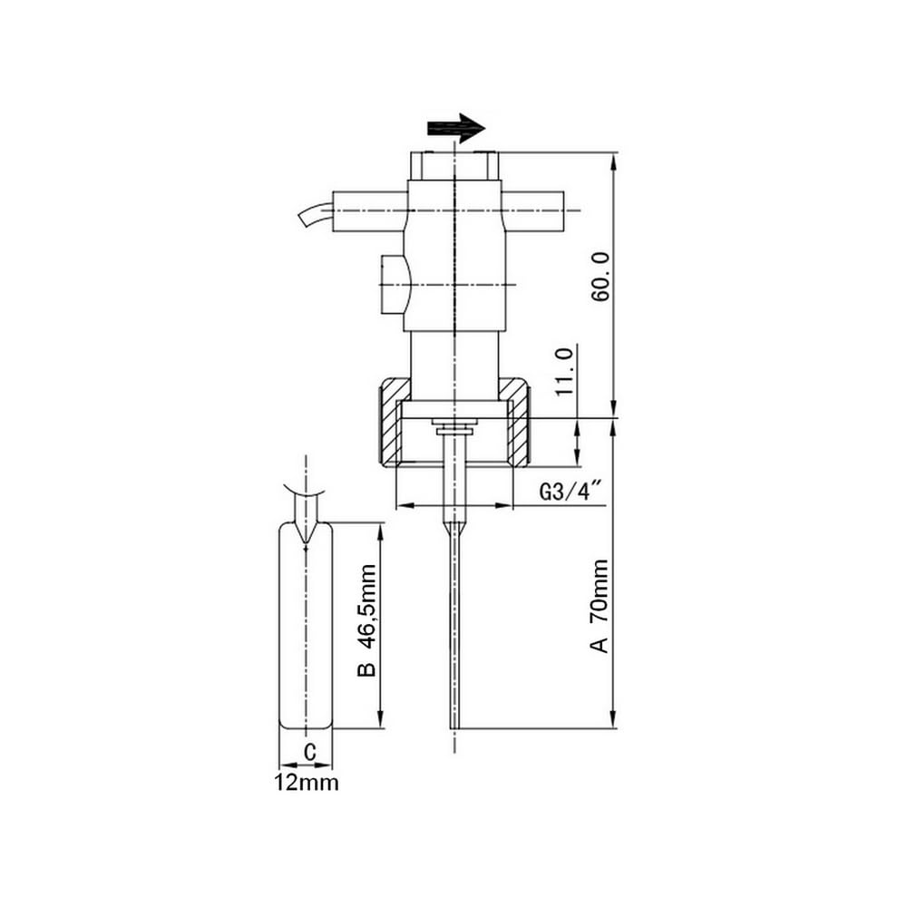 Strömungsschalter Paddelschalter PP UNI 3/4" IG 250V AC 1A - Wippschalter, 1 Weg, Normal Open, Schwarz, Automatik