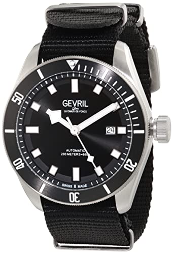 Gevril 48600N Men's Yorkville Swiss Automatic Watch, Canvas Strap with Tang Buckle
