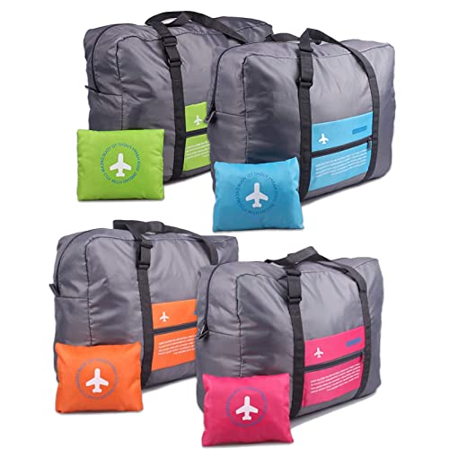INVODA 4PCS Travel Bag Foldable Clothes Bag Waterproof Storage Shoulder Bag Nylon Duffel for Men Women 32 Liter|（4PCS）