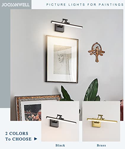 Joossnwell Led Picture Lights For Paintings Dimmable 15.5" Inch Long Hard-Wired Art Lights For Paintings Black Gallery Light With Adjustable Swing Arm Artwork Display Lamps 7W 3000K Warm White #TOP3