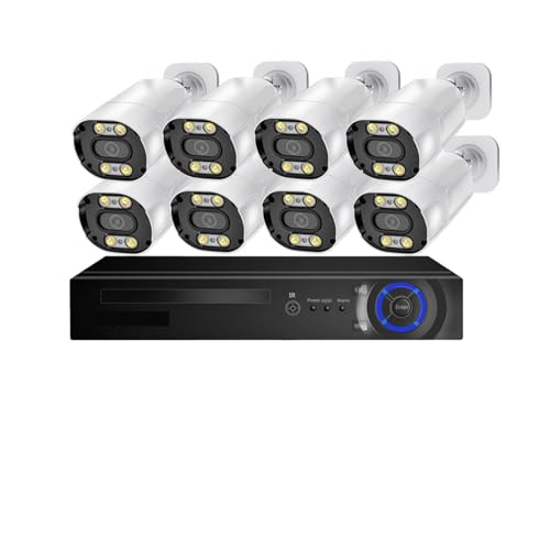 Equipo de videovigilancia de cámaras de Seguridad IP PoE 4K, 8MP, Kit NVR, detección, Bala de Metal bidireccional con Cable RJ45, videovigilancia de Calle(2T,8CH 8Pcs 4K)