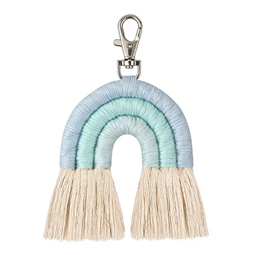 Wenyounge Regenbogen Schlüsselanhänger Frauen Schlüsselhalter Schlüsselring Makramee Tasche Charme Auto Hängende Geschenke Cover