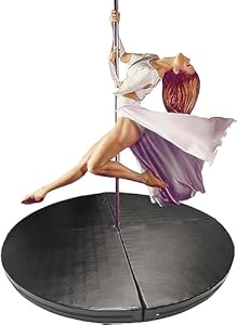 Alfombrilla circular plegable de 5 pies de ancho para ejercicio y danza, antideslizante, para fitness, gimnasia, baile, almohadilla de espuma EPE reticulada, alfombrilla de seguridad (color: negro,