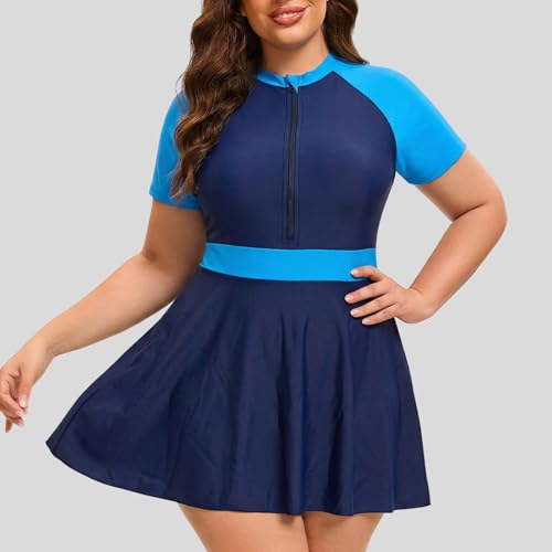 Traje de baño de dos piezas con cremallera frontal y mangas protectoras 3