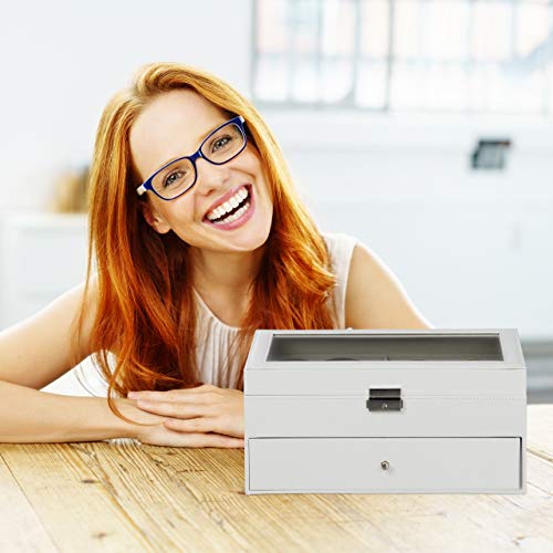 Relaxdays Brillenbox 12 Brillen, Aufbewahrung Sonnenbrillen, HBT: 15,5x33,5x19,5 cm, Kunstleder Brillenkoffer, schwarz