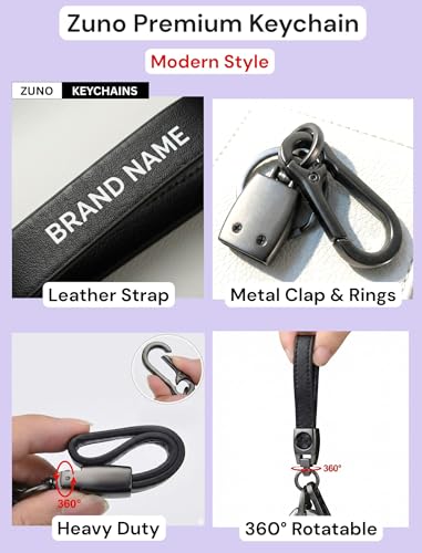 Image of Zuno Leather Keychain for Bike Car Home and Office Keys | Stylish Key Ring for Men and Women | Key Holder for Bags Wallets and Travel Accessories | Ideal Gift for Him Her