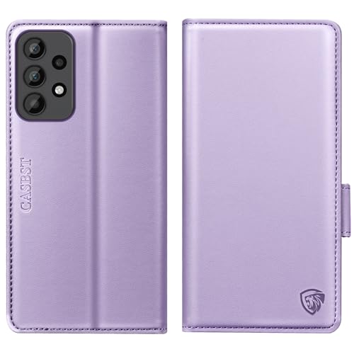 CASBST for Samsung Galaxy A23 5G/4G Case, Kickstand Flip Leather Wallet Book Case with Card Slots Shockproof Magnetic Closure Protective Phone Case Cover Compatible with Samsung A23 - Light Purple