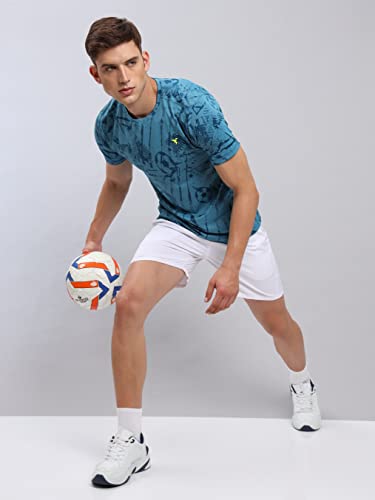 Image of TECHNOSPORT Men Polyester Regular Fit Half Sleeve Jacquard T-Shirt with Double Cool, Quick Dry & Anti Microbial for Sports, Running & Casual Use