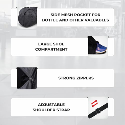 NIVIA Beast Gym Bag-4 Polyester/Unisex Gym Bags/Shoulder Bag for Men & Women with Separate Shoes Compartment/Carry Gym Accessories/Fitness Bag/Sports & Travel Bag/Sports Kit - Image 3