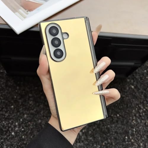 Coque Samsung Z Fold6 dorée et fine, protection haut de gamme à miroir