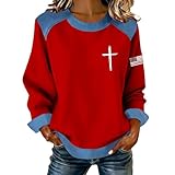 Women's Denim Collar Cardigan Sweaters Womens Christian Sweatshirts Casual USA Faith...