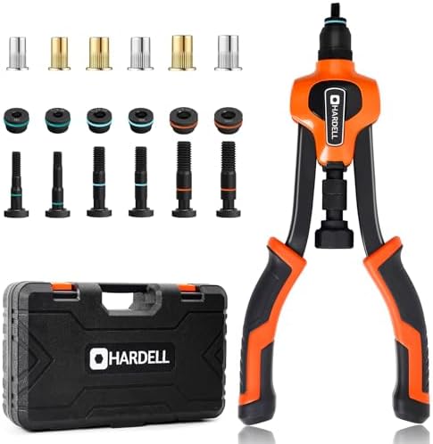 HARDELL Rivet Nut Tool Kit, 14" Rivnut Tool with 80 Rivet Nuts & 6 Mandrel