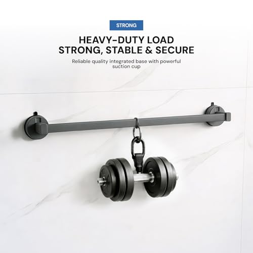Image of MIORAH Suction Towel Holder for Bathroom - Rust - Free Powder Coated Wall Mounted Towel Rack No Drill Towel Rack Modern Bathroom Accessories Organizer Grey