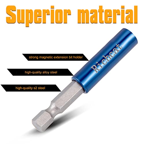 10Pcs Magnetic Extension Socket Drill Bit Holder,1/4" Hex Shank S2 Steel,Screwdriver Extension,Quick-Change Hex Shank Set,Screwgun Bit Tip Holder #TOP3