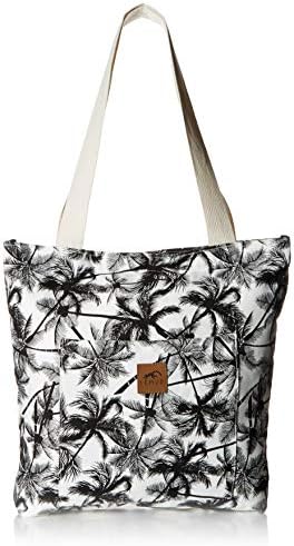 Canvas Shoulder Tote Bag - Large Eco-Friendly Zippered Tote with Front Pocket by Lemur Bags (Tropical Palm)