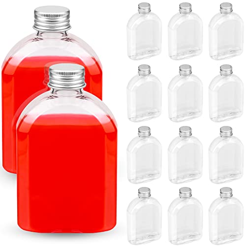 Nerissa 12 Pcs 7oz (200 ml) Plastic Bottles with Screw Lids Clear Top Empty Reusable Juice Milk Smoothie for Storing Homemade Juices Water and Other Beverages