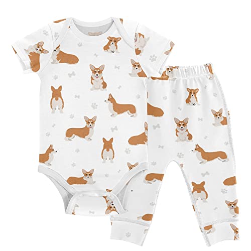Image of vvfelixl Baby Pants Sets Black Dachshund Long Haired Short Sleeve Baby Clothes for Boys Girls 0-24M