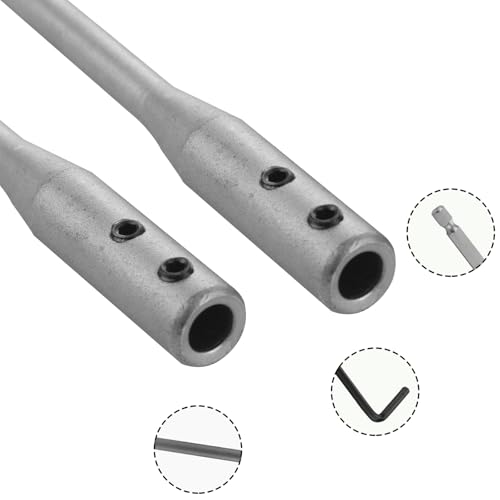4 Pieces 1/4 Drill Bit Extension Set, High-Carbon Steel Spade Bit Set, 6 and 12 Inches Spade Drill Bit Extension with 2 Pieces Key for Wood Turners Furniture Carpentry and Construction