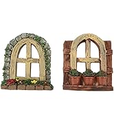 DOITOOL Escultura de resina, 2 peças acessórios de porta de jardim de fadas janela em miniatura para árvore, sagacidade verde...