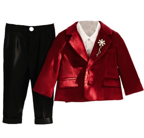 Costume en velours garçon veste à revers enfoncé ensemble chic