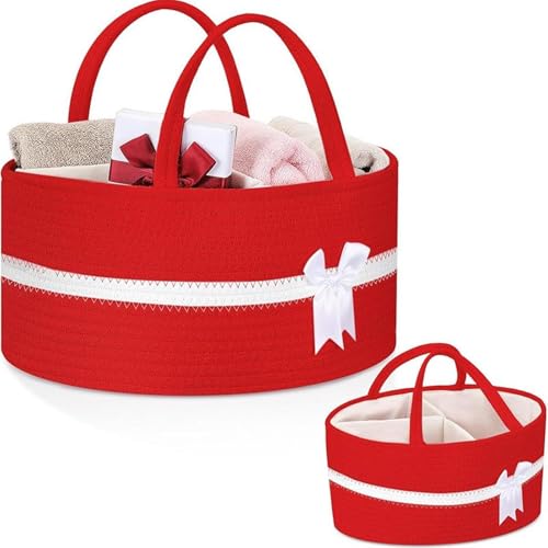Panier pour couches et vêtements bébé rouge blanc avec compartiments - 6
