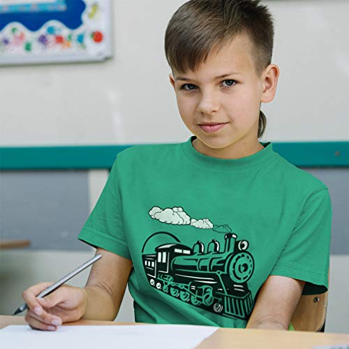 Toddler T-Shirt Trains Vintage Trains Cotton Steam Locomotive Boy & Girl Clothes Steam Train Baby Funny Tee Kelly Green Design Only 3T4