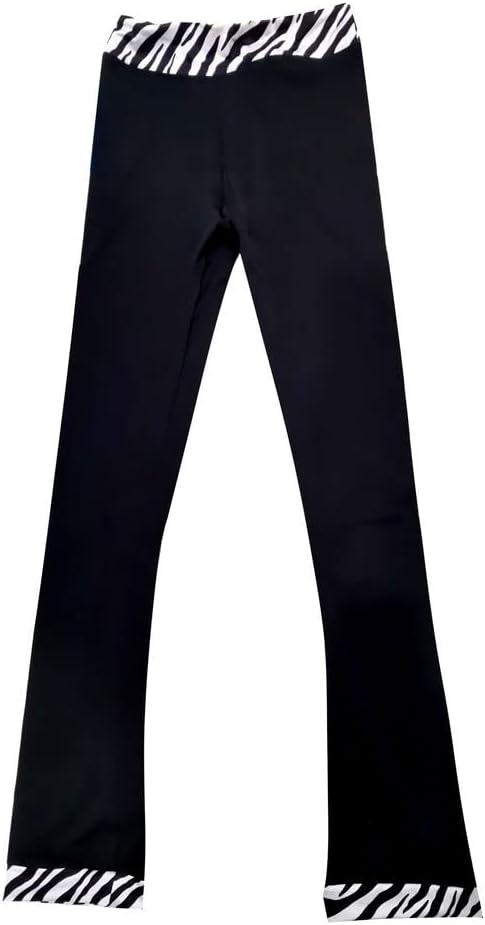 LIUHUO Girls Ice Skating Pants Women Zebra Print Training Practice Leggings