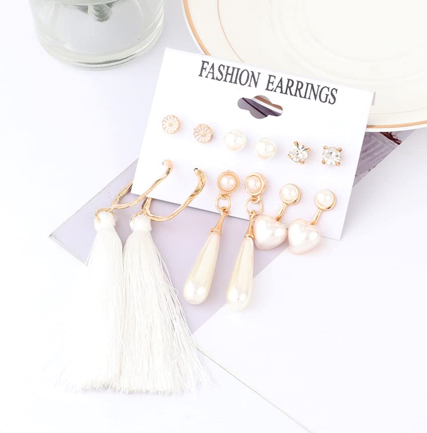 Image of ANNACREATIONS Stylish combo of pearl stud hoop earrings set for Women Girls