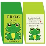Fankya 240pcs Christian Frog Cards Gospel Tracts Religious Roman Road Salvation Tract Serenity Prayer Pocket Jesus Bible Verse Cards for Evangelism Church (Frog Fully Rely on God)