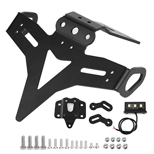 Soporte de Placa de Matrícula Moto Universal para Porta matriculas matrícula Trasero Guardabarros Trasero Ordenado Eliminar con Ajuste de luz LED para MT‑07 FZ‑07 2013‑2020