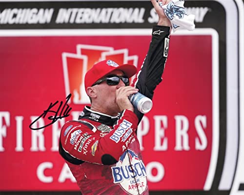 AUTOGRAPHED 2022 Kevin Harvick #4 MICHIGAN RACE WIN (Victory Lane Beer Chug) #BUSCHELOFBUSCH Car Signed Collectible Picture NASCAR 8X10 Inch Glossy Photo with COA