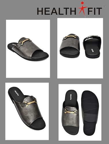 Image of HEALTH FIT Extra Soft Comfortable Traditional Ethnic Chappal /Slippers Wedding & Festive Sliders for Gents /Boys Lightweight flexible TPR sole & Easy-to-wear slip-on design cushioned for Men HF7017