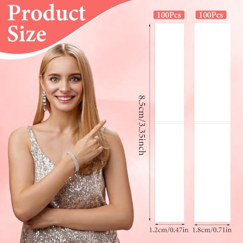 200 Stück Doppelseitiges Klebeband Haut Fashion Tape Kleidung Klebestreifen Body Tape Doppelseitig Klebeband für Kleidung Für alle Stoffarten 100 groß und 100 klein 8.5 × 1.8 cm