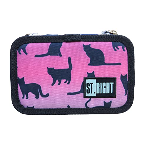 St. Right XXL Federtasche Federmappe Federmäppchen 46-teilig gefüllte Schüleretui 3-stöckig 19 x 13 x 7 cm, 3-Fach Schulstiftetui, dreifaches Federmäppchen Junge Mädchen