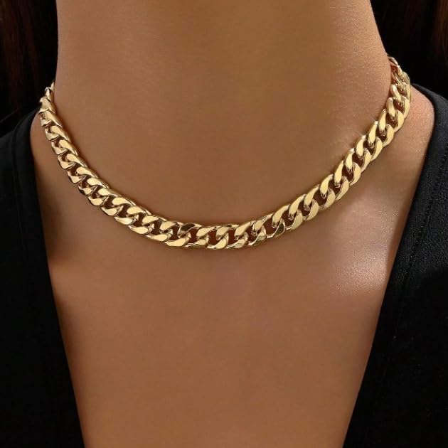 Chunky Gold Necklace for Women 18K Gold Plated Cuban Paperclip Choker Toggle Bar Clasp Necklaces Dainty Gold Chain Necklace Jewelry Gifts2