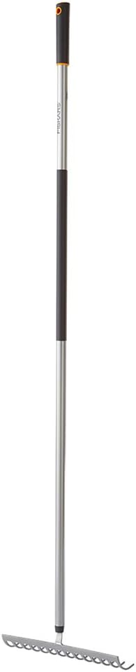 Fiskars Ergo Aluminum Garden Rake (60 Inch),Silver/Black