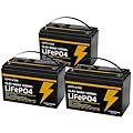 12V 100Ah LiFePO4 Lithium Battery Group 31 (3-Pack) With Built-in 100A BMS, Low-Temp Protection Up to 15000 Deep Cycles Rechargeable Battery for RV, Marine, Solar System, Van, Trailer, Backup