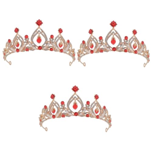 Couronne garçon fille rouge cristal 3 pièces VICASKY pour anniversaire