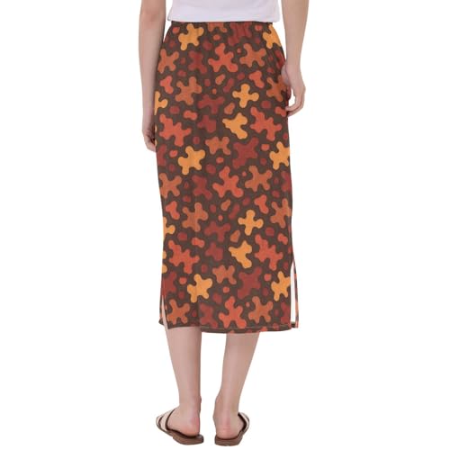 Women Flowy Elastic Midi Slip Skirt Beach Split Beach Skirt3