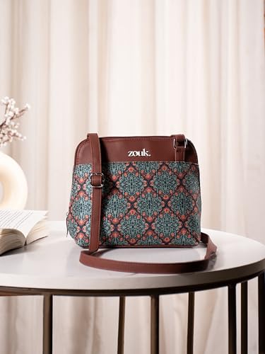 Image of ZOUK Printed Vegan Leather Out Of Office Sling Bag With Adjustable Strap For Women's Girls