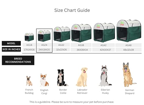 Go Pet Club 24\" Rounded Top Soft Collapsible Dog Crate, Portable Pet Carrier, Thick Padded Pet Travel Crate for Indoor & Outdoor, Soft Sided Pet Foldable Kennel Cage with Durable Mesh Windows, Green - Thumbnail 5