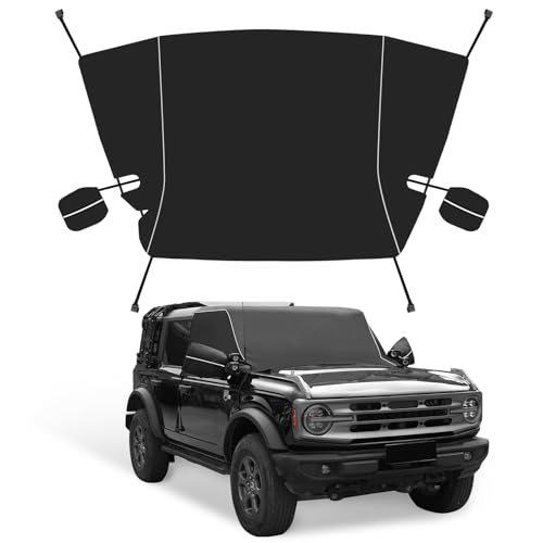 Image of Z8 Windshield Cover for Ice and Snow,Ford Bronco 600D Windshield Snow Cover with Side Mirror Cover Winter Frost Hail Protector Windshield Accessories(Not Fit Bronco Sport /Everglades)