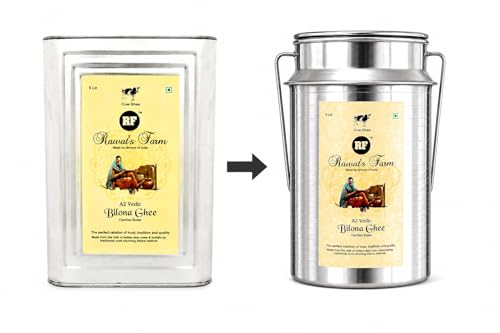 Image of Rawat's Farm A2 Vedic Bilona Cow Ghee 5000 ml Steel Dolchi | Curd Churned Bilona Ghee | Government Laboratory Passed | 100% Natural | Immunity Booster | Good for Heart |