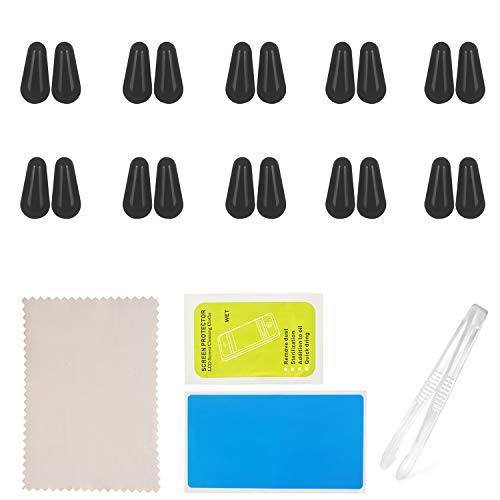 20個組 メガネ 鼻パッド シリコン メガネ ズレ防止 エアクッション 柔らかい シリコン メガネずり落ち防止 鼻あてタイプ,ピンセット/クリーニングセット (ブラック) 新バージョン