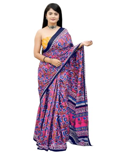 Sari imprimé en coton haut de gamme Shiv Textiles violet foncé pour femme